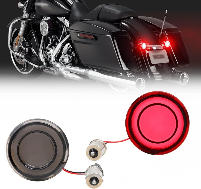 DREAMIZER Motorcycle 1156 Led Turn Signal Lights Front Rear 2 Inch Bullet Smoked Lens Daytime Running Lights Brake Lights Compatible with Harley Softail Touring Dyna Sportster Road King Electra Glide - Image 1